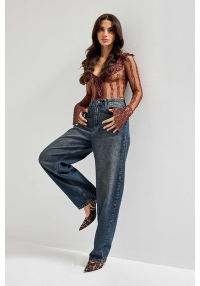 Itsbasic Kadın T.kot Rengi Cindy 2w48 Skater Fir Bol Kesim Denim Jean Kırmızı