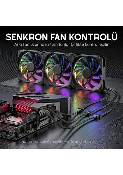 4 Pin Fan Çoklayıcı Y Kablo - 1 Den 3 E Splitter - 1x 4-pin + 2x 3-pin Çıkış - 4 Pin Pwm / 3 Pin Dc Uyumlu - 26 Cm
