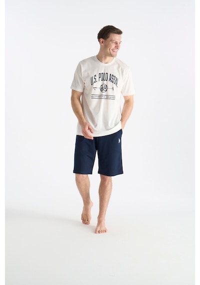 U.S. Polo Assn. Lisanslı Erkek Ekru Şort Takım 19018