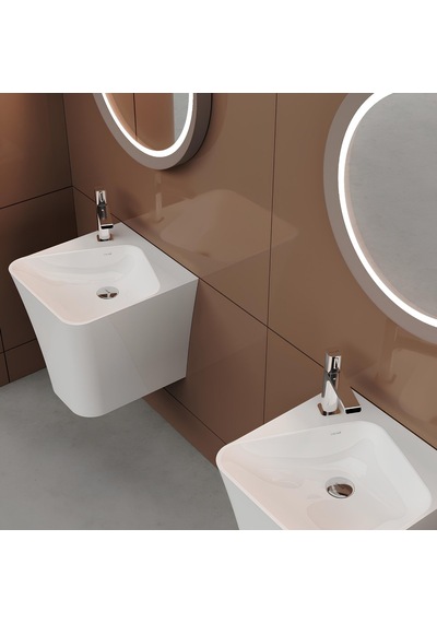 Creavit Avis AV145 Monoblok Batarya Delikli Beyaz Lavabo Beyaz 45 x 45 CM
