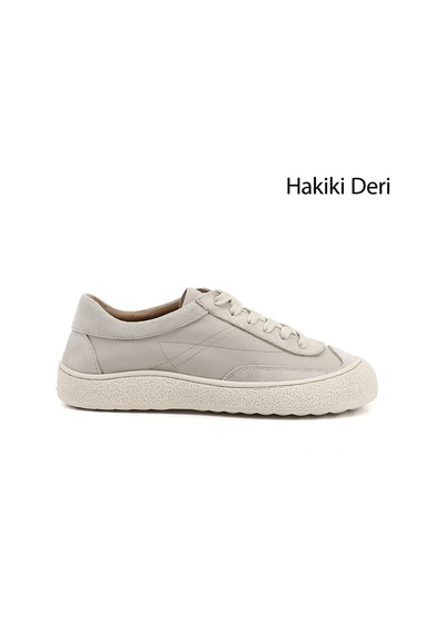 Diğer Kadın Bej Bağcıklı Hakiki Deri Sneaker Dyza85245735