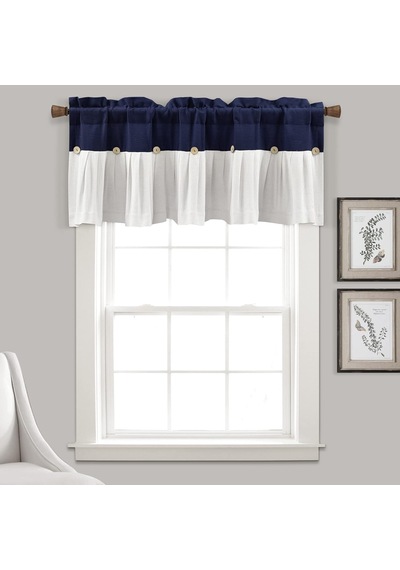 Lexroo Keten Düğmeli Pencere Perdesi Saçaklı, 45,72 Cm U X 132,08 Cm G Çok Renkli