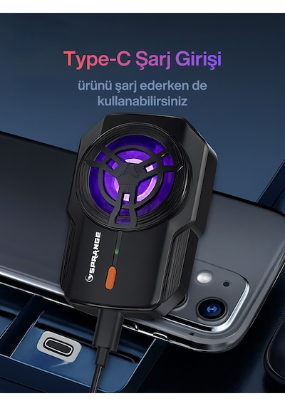 2 Kademeli Tüm Akıllı Telefonlara Uyumlu Rgb Cep Telefonu Soğutma Fanı Radyatör Soğutucu Siyah