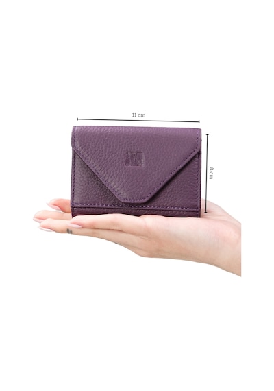 Mft Leather Hakiki Deri Kadın Akordiyon Cüzdan Mia 2190 Flother Mat Mor