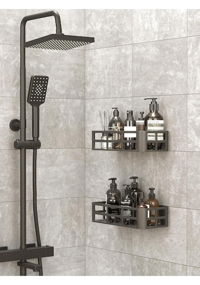 2 Adet Düzenleyici Yapışkanlı Banyo Organizer Duş Rafı Mıt1146 Diğer