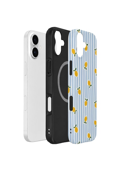 Apple iPhone Uyumlu 17 Vorian Çift Katmanlı Magsafe Kılıf Tiny Lemon Rain
