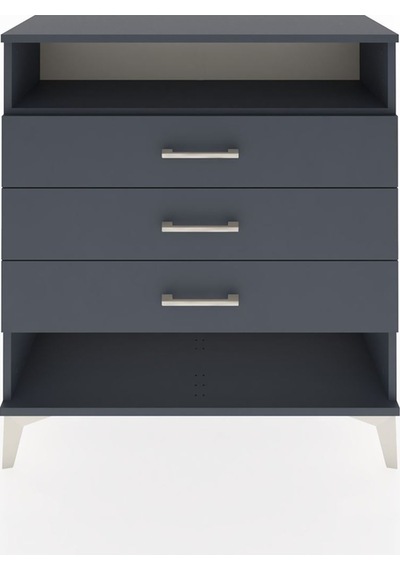 Arges Şifonyer Tek Raflı 3 Çekmeceli 88x30x96 Antrasit-antrasit Antrasit