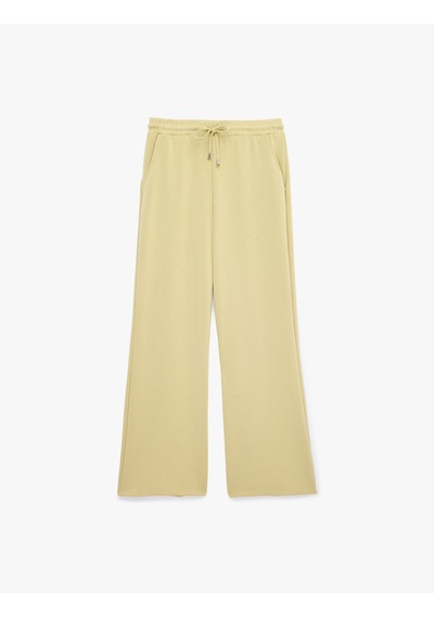 Koton Beli Bağcıklı Lastikli Geniş Paça Eşofman Pantolon Ada Çayı 6sak40091ek Açık Yeşil