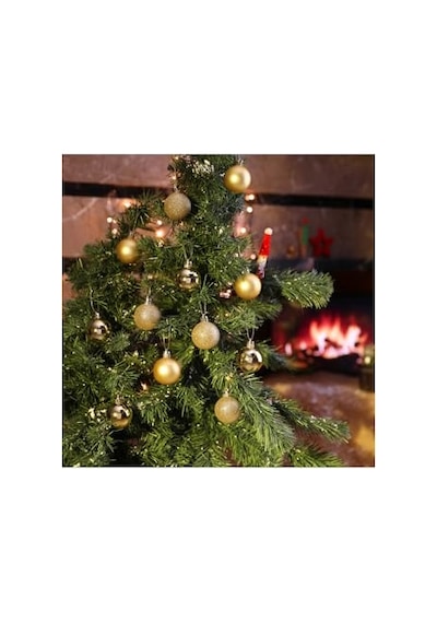 Yenigeldi 12'li Gold 4 Cm Yılbaşı Topu, Noel Topu,çam Ağacı Topu, Süs Topu, Gold