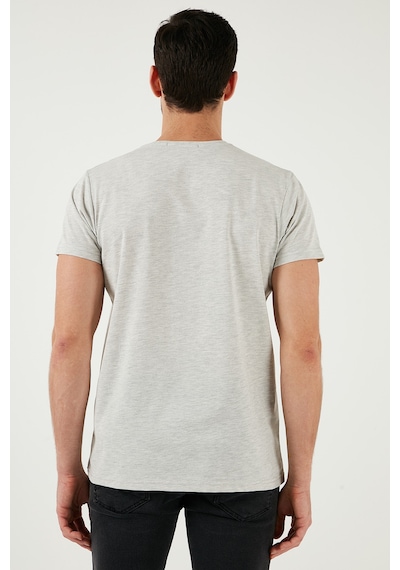 Buratti Baskılı Bisiklet Yaka Pamuklu Slim Fit Erkek T Shirt 541Pusula Açık Melanj
