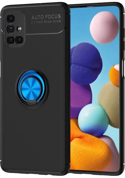 Newface Samsung Galaxy M51 Kılıf Range Yüzüklü Silikon - Siyah-mavi