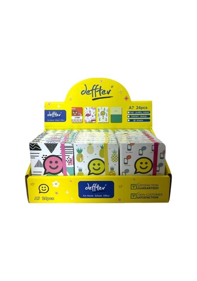 Deffter A7 Sert Kapak Not Defteri 24'lü Paket Çeşitli Renk Ve Desen