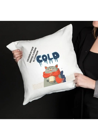 Saten Yastık Kılıfı 50x50 Cm Sen Kimin Hırkını Arkadaşı Olduğumu Bilmiyor Musun Cold Baskılı Dekoratif Kırlent Kılıfı İçi Boş Beyaz