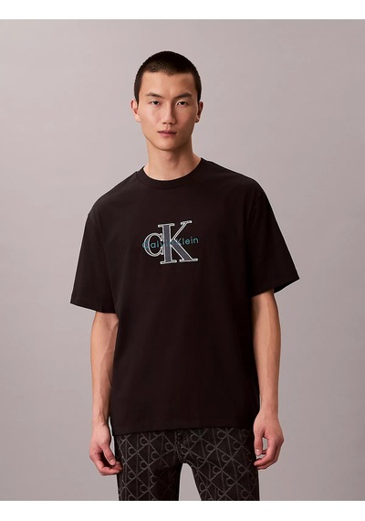 Calvin Klein Erkek T Shirt Lv04re815g Ub1 Siyah Siyah