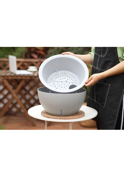 Kendinden Sulamalı Yuvarlak Bahçe Tipi Akıllı Saksı 34.5 X 18.5 X 34.5cm