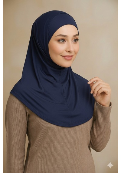 Sonbaharmoda Rahat Ve Şık İki Parça Viskon Likralı Tesettür Hijab Bone İçlik Günlük Kullanım Ve Namaz İçin Lacivert