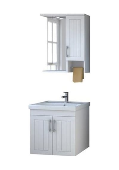 Denko Lotus 60 Cm Mdf Lake Banyo Dolabı Takımı Beyaz