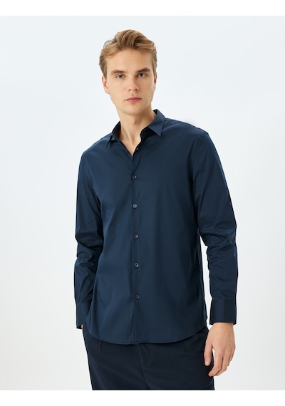 Koton Yarım İtalyan Yaka Pamuklu Uzun Kollu Slim Fit Gömlek Lacivert 5sam60055hw Lacivert Koton Yarım İtalyan Yaka Pamuklu Uzun Kollu Slim Fit Gömlek Lacivert 5sam60055hw Lacivert