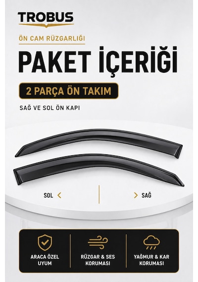 Peugeot Expert Traveller 8+1 Minibüs 2017 Ve Sonrası Ön Cam Rüzgarlığı 2'li Takım