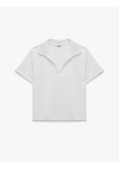Koton Regular Fit Kısa Kollu Polo Yaka Tişört Beyaz 7wak50070ek