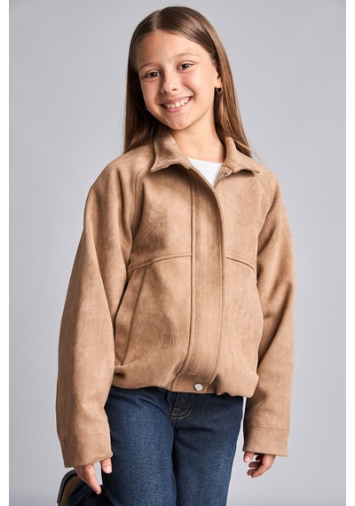 Defacto Suede Fermuarlı Cepli Kısa Kız Çocuk Mont H7803a826wnbg293 Bej-bg293