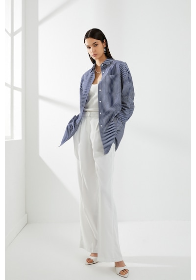 Koton Oversize Gömlek Uzun Kollu Düğmeli Cepli Lacivert Çizgili 4sak60194uw Çok Renkli Koton Oversize Gömlek Uzun Kollu Düğmeli Cepli Lacivert Çizgili 4sak60194uw Çok Renkli