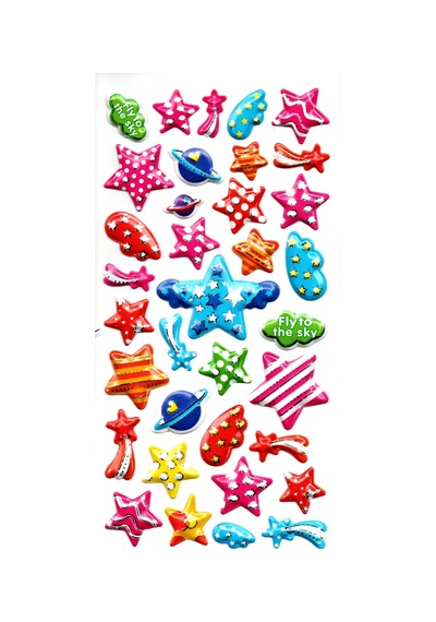Sticker Kabartmalı Stiker Defter, Planlayıcı Etiket Limlra-015 - 17x9 Cm Parti Yıldızları