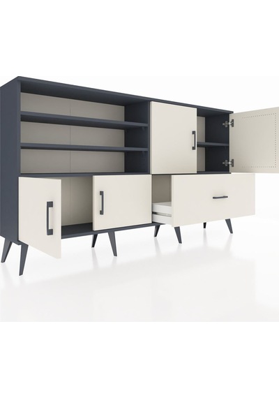 Arges Konsol 5 Raflı Tek Çekmeceli 4 Kapaklı 176x30x99 Antrasit-a Antrasit-aytaşı Arges Konsol 5 Raflı Tek Çekmeceli 4 Kapaklı 176x30x99 Antrasit-a Antrasit-aytaşı