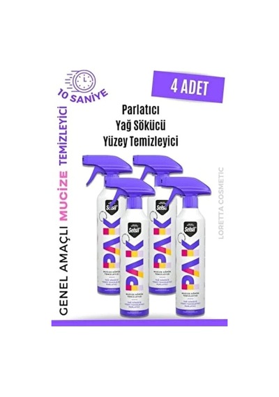 Pak 4 Lü 500 Ml Mucize Köpük Temizleyici Sprey Yağ Sökücü Yüzey Temizleyici Parlatıcı Loretta Dty-drz 10'lu Set