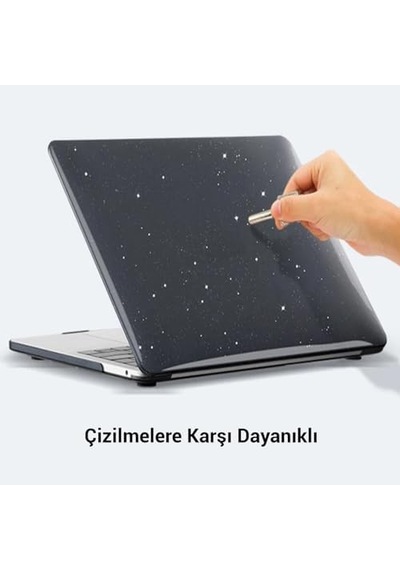 Apple MacBook Air M1 Kılıfı 13.3 İnç A2337 A2179 A1932 Uyumlu Şeffaf Simli Kristal Parlak Sert Kapak Hard