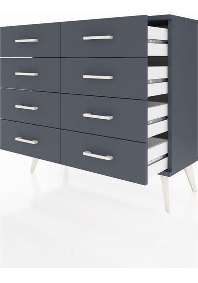 Arges Şifonyer 8 Çekmeceli 88x30x80 Antrasit-antrasit Antrasit