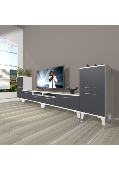 Decoraktiv Eko 9200 Mdf Silver Tv Ünitesi Tv Sehpası Beyaz - Antrasit