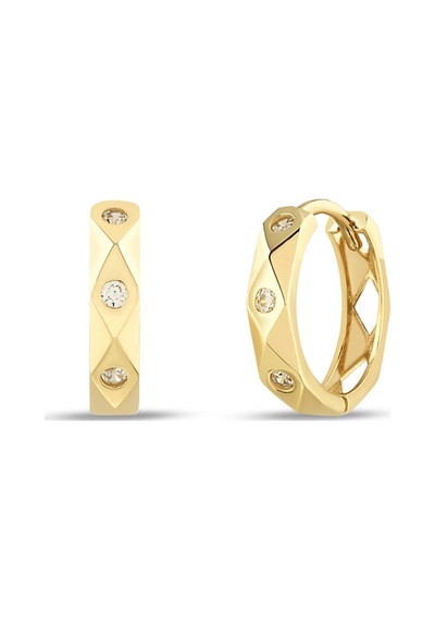 Debora Jewelry 14 Ayar Altın Tasarım Taşlı Halka Küpe
