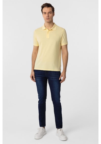 Süvari Sarı Slim Fit Düz Polo Yaka Tişört