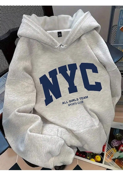 Startmore Reshift Plus Size Women's Slogan Letter 'nyc All Gırls Team Sports Club' City Name Graphic Pr Çok Renkli