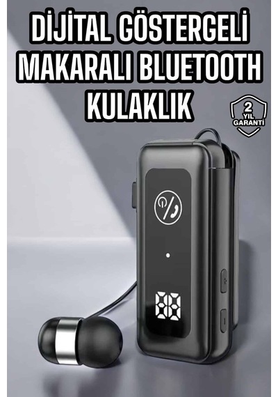Kablolu Makaralı Bluetooth Kulaklık Uzun Pil Ömrü Dijital Göstergeli Kulak Içi