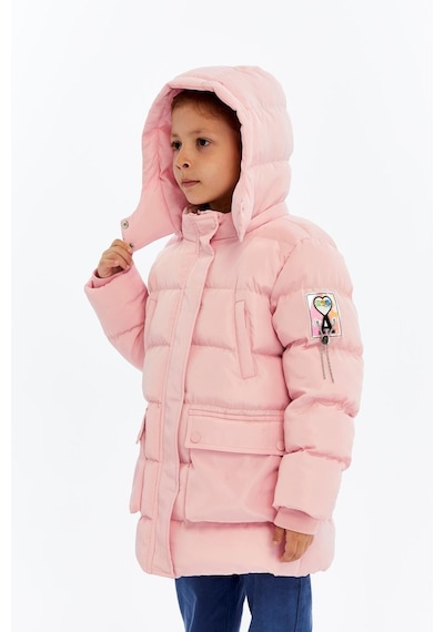 Benitto Kids Kız Çocuk Kalın Kışlık Kapüşonlu Kaban 51349 Pembe