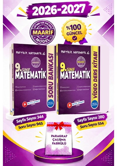 Partikül 9. Sınıf Partikül Matematik Seti - Soru Bankası + Video Ders Kitabı 2 Kitap