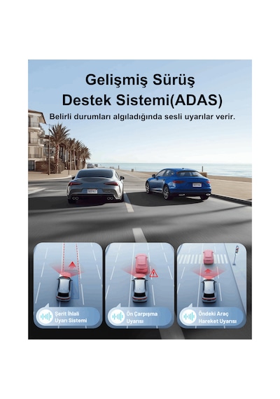 F9 Lite 4k Wifi Gps Araç Kamerası Adas Destekli Mini Araç İçi Kamera G-sensör & 24 Saat Park Modu