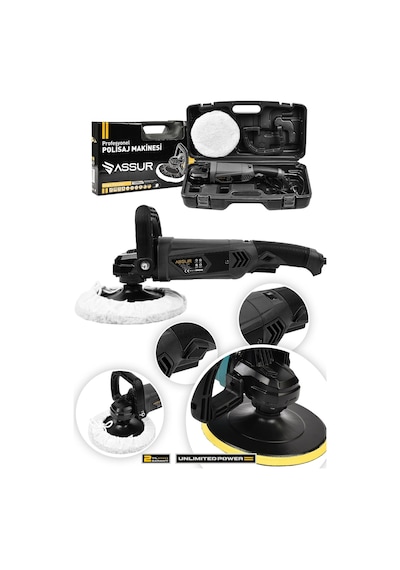 Assur Pro 1200w Polisaj Makinesi Devir Ayarlı 6 Kademeli 180mm Pasta Cila-2578