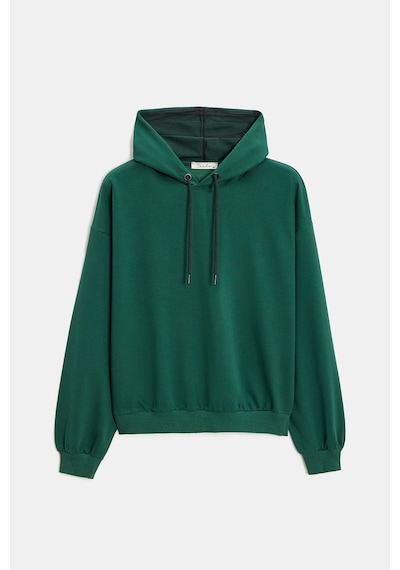 Sââde Kadın Oversize Kapüşonlu Basic Hoodie Sweatshirt Yeşil