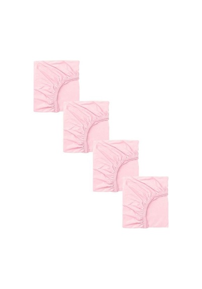 4 Adet 40 X 80 + 10 Cm Anne Yanı Lastikli Penye Kumaş Bebek Çarşafı-pembe