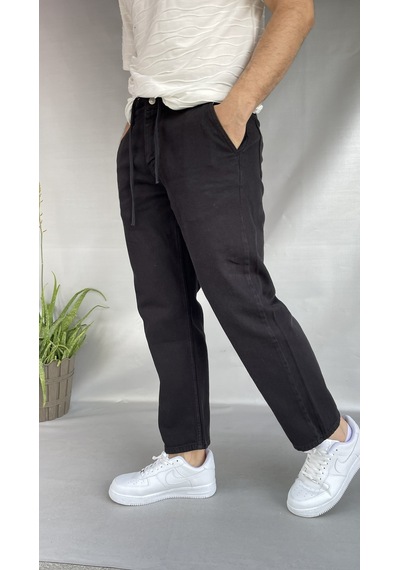 Yumuşak Denim Boyfriend Pantolon Siyah