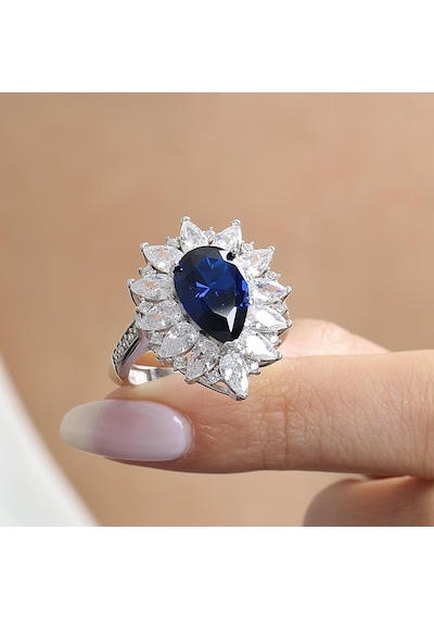 Mia Vento Effective Diamond Londra Tutkusu Sentetik Safir Taşlı Gümüş Yüzük