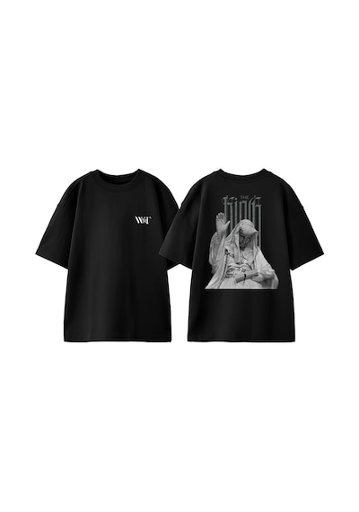 Thewert The King Tasarım Sırt Baskılı Pamuk Siyah Oversize T-shirt