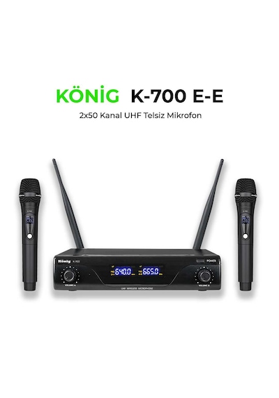 König K-700 Uhf 2x50 Kanal 2 El Kablosuz Mikrofon