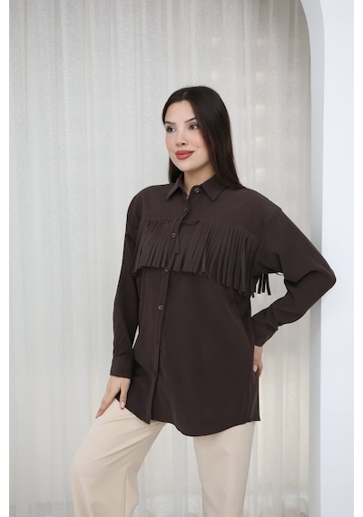 Piove Püskül Detaylı Gömlek Olive Charm MÜRDÜM