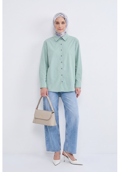 Armine Trend Gömlek Yaka Boydan Düğmeli Uzun Kollu Rahat Kesim Gömlek 75 Cm Boy Mint 26yt455 Armine Trend Gömlek Yaka Boydan Düğmeli Uzun Kollu Rahat Kesim Gömlek 75 Cm Boy Mint 26yt455