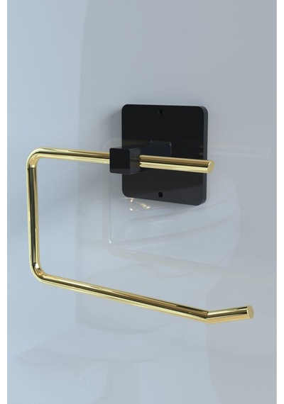 Karteya Yapışkanlı Paslanmaz Gold Rulo Havluluk Ve Wc Kağıtlık Banyo Mutfak 2'li Set Altın