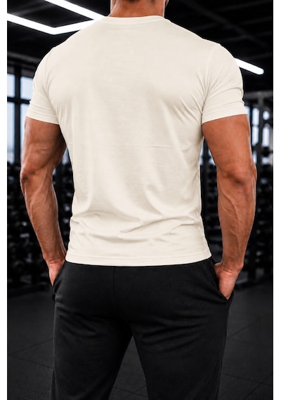 Sapeur Erkek Premium Dar Compression Tişört - Esnek Ve Nefes Alan, Spor & Günlük Tişört Ekru